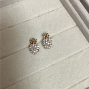 Anthropologie Gold and Cream Pineapple Earrings